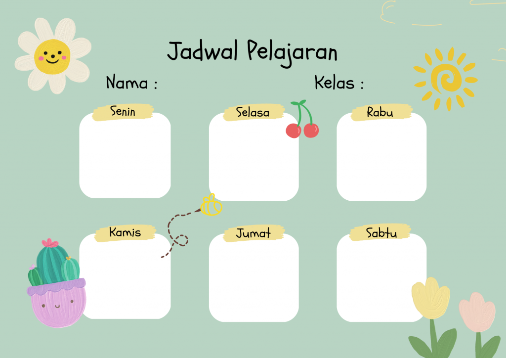 Template Jadwal Pelajaran yang Aesthetic - Hosteko Blog
